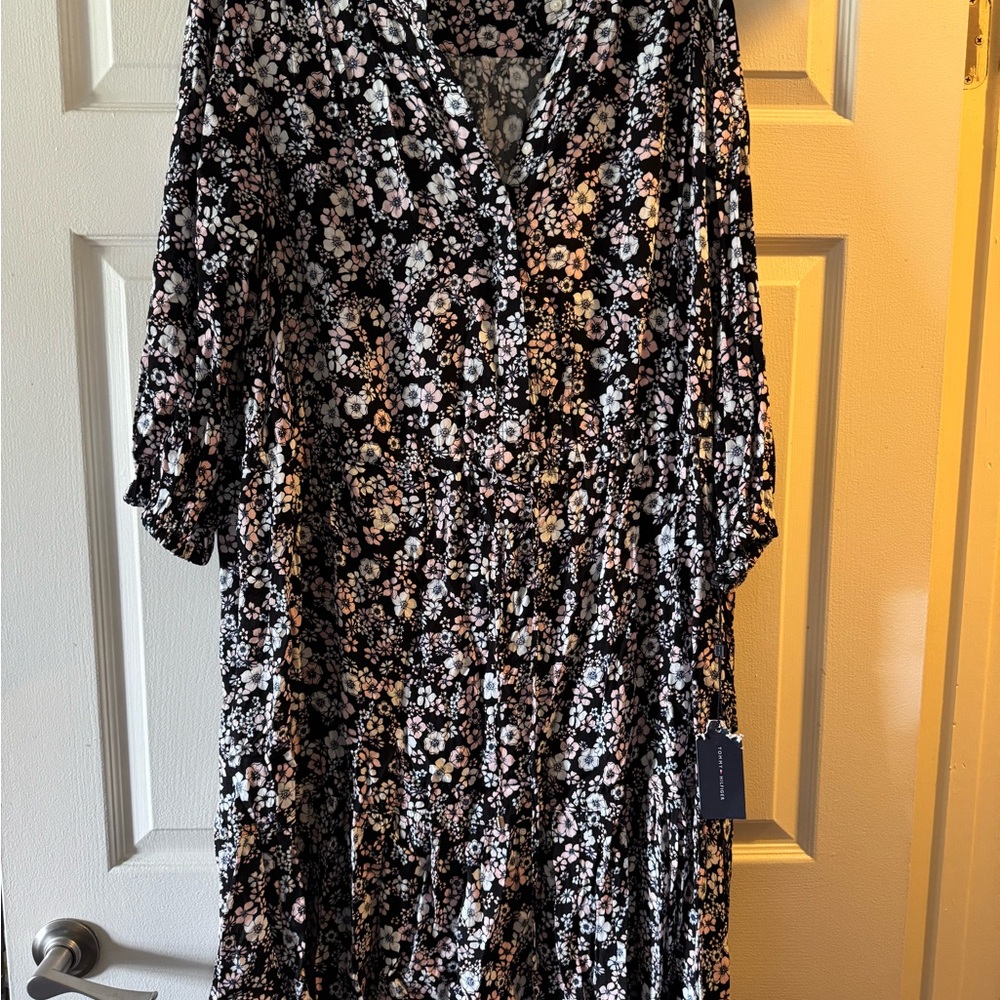 Tommy Hilfiger Black and White V-Neck Sundress